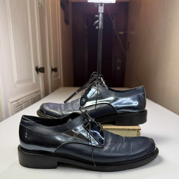 Louis Vuitton Runway Blue Leather Metal Palace Derby Shoes Sz 9 - Picture 1 of 15